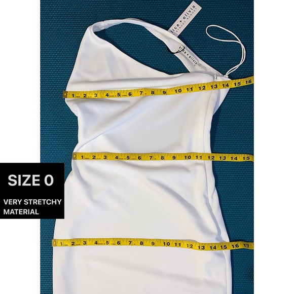 Alice + Olivia Rosia Off White One Shoulder Cut Out Cocktail Mini Dress - Picture 8 of 16